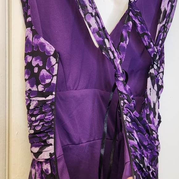 Hailey by Adrianna Papell Purple Criss-Cross Back Chiffon Sheer Maxi Dress SZ 12 - Picture 12 of 16